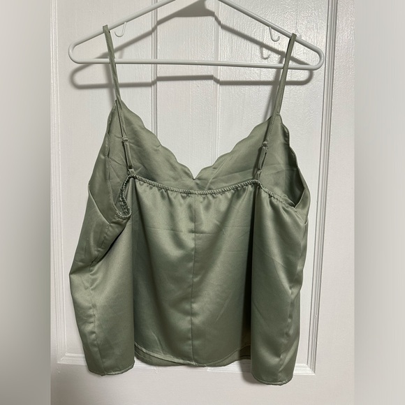 Sage green silk cami - Picture 4 of 6